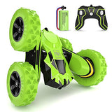 SGILE 4WD Remote Control Car for 6-12 Years Old Kids, 360° Double Side Flips RC Stunt Car Birthday Toy Gift, Green