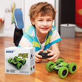 SGILE 4WD Remote Control Car for 6-12 Years Old Kids, 360° Double Side Flips RC Stunt Car Birthday Toy Gift, Green