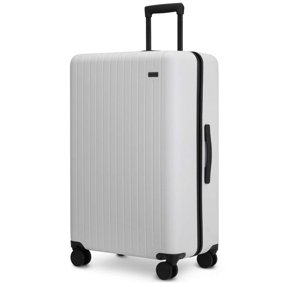 30 Inch Hard Case Check in Luggage with Spinner Wheels, Hardshell PC Roller Suitcase Large White