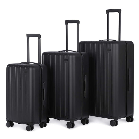 3 Piece Hardside Luggage Set, Rolling Suitcase with Spinner Wheels,TSA Lock, 22inch Carry on & 26inch 30inch Checked Luggage Black