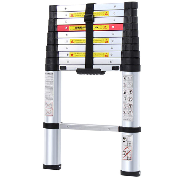 12.5FT ANSI Pinch-Free telescoping Slow-Down Ladder Aluminum Stretch High Multi-Purpose Telescopic