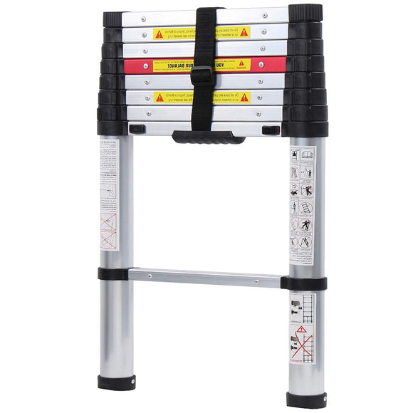 8.5FT Newly Aluminum Telescopic Ladder, 330lbs Max Capacity