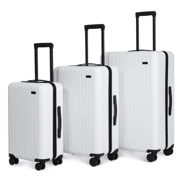 3 Piece Hardside Luggage Set, Rolling Suitcase with Spinner Wheels,TSA Lock, 22inch Carry on & 26inch 30inch Checked Luggage White