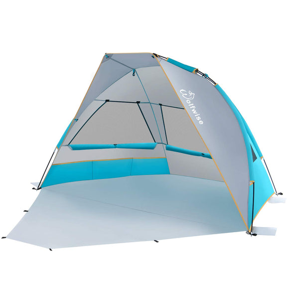 UPF 50+ Portable Beach Canopy Tent Sun Shade Umbrella with Extendable Floor