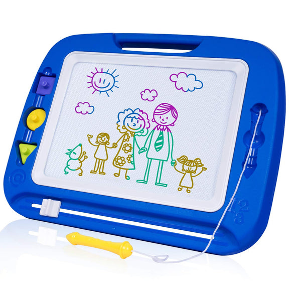 Magnetic Drawing Board Toy for Kids, Large Doodle Board Writing Painting Sketch Pad, Blue