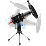 PC Microphone USB Computer Condenser Studio Mic Plug & Play with Tripod Stand & Pop Filter for Chatting/Skype/YouTube/Recording/Gaming/Podcasting for iMac PC Laptop Desktop Windows Computer