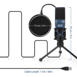 USB Gaming Microphone, TONOR Computer Condenser PC Mic with Tripod Stand & Pop Filter for Streaming, Podcasting, Vocal Recording, Compatible with iMac PC Laptop Desktop Windows Computer, TC-777