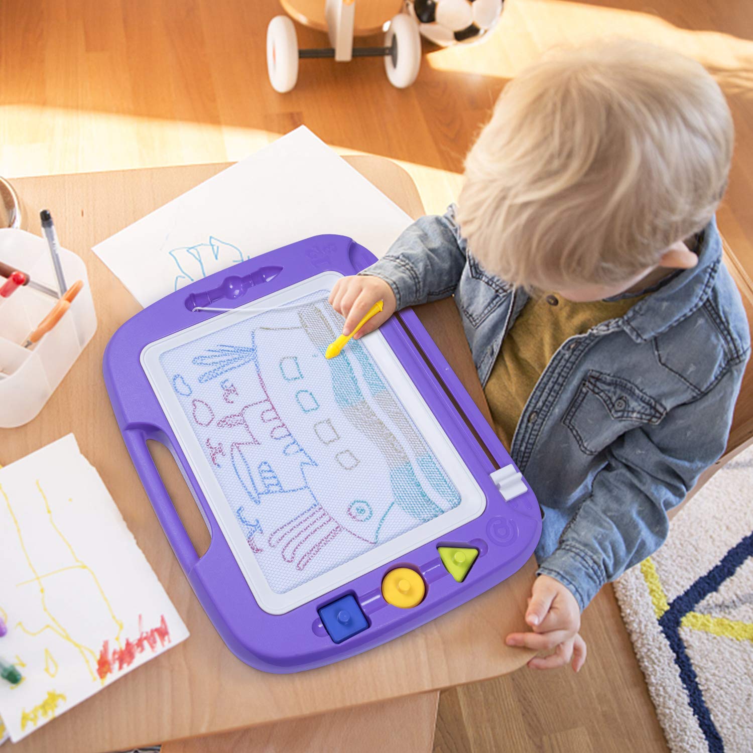 SGILE Magnetic Drawing Board Toy for Kids, Large Doodle Board Writing  Painting Sketch Pad, Purple