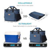 Collapsible Cooler Bag Insulated 24L (40-Can), Large Leakproof Soft Sided Portable Cooler Bag for Outdoor Travel Beach Picnic Camping BBQ Party, Blue