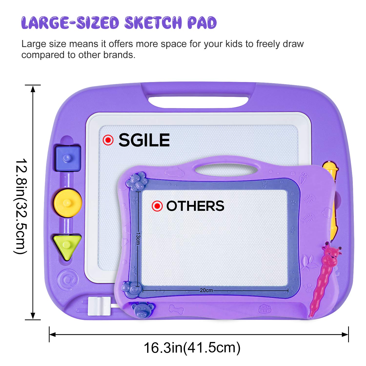SGILE Magnetic Drawing Board Toy for Kids, Large Doodle Board