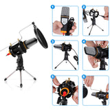 PC Microphone USB Computer Condenser Studio Mic Plug & Play with Tripod Stand & Pop Filter for Chatting/Skype/YouTube/Recording/Gaming/Podcasting for iMac PC Laptop Desktop Windows Computer
