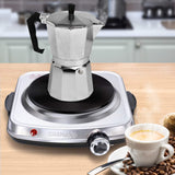 Hot Plates for Cooking, 1500W Electric Single Burner with Handles, 6 Power Levels Stainless Steel Hot Plate for Kitchen Camping RV and More