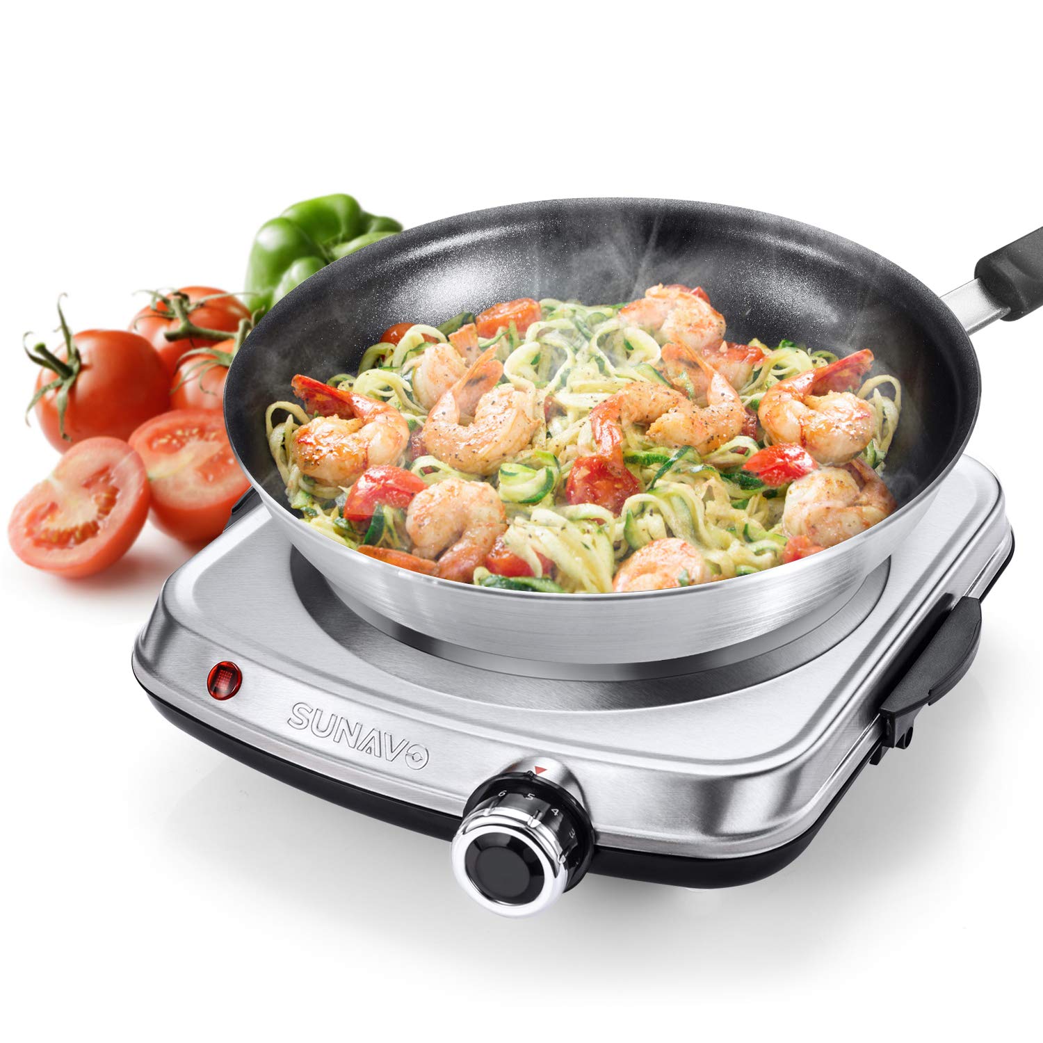 1500W Hot Plate for Cooking Electric Single Burner with Handles 6 Power  Levels