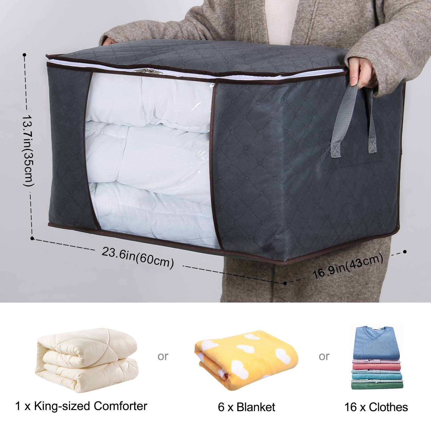 Lifewit Large Capacity Clothes Storage Bag Organizer with Reinforced Handle Thick Fabric for Comforters, Blankets, Bedding, Foldable with Sturdy