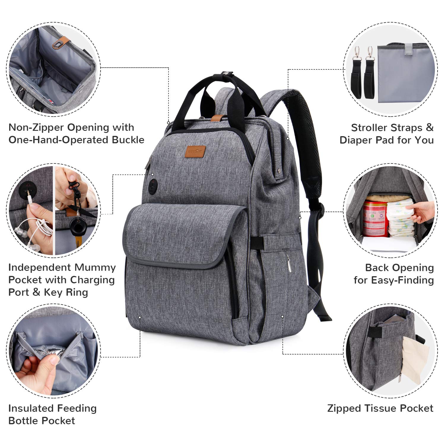 Baby Mummy Bag Changing Diaper Large Nappy Bag Travel Backpack  Multi-Function