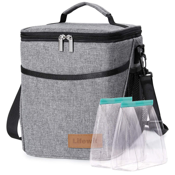 Box for Adult 9L Leakproof Thermal Bento Bag for Work, Gray