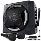 PA System Karaoke Machine with 50W Bluetooth Powered Speaker Wireless Microphones Handheld for Family Party, Indoor Meeting, Classroom Use, Public Speaking and Small Stage Performance