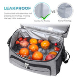 Collapsible Cooler Bag 32-Can Insulated Leakproof Soft Cooler Portable Double Decker Cooler Tote for Beach/Picnic/Sports, Grey