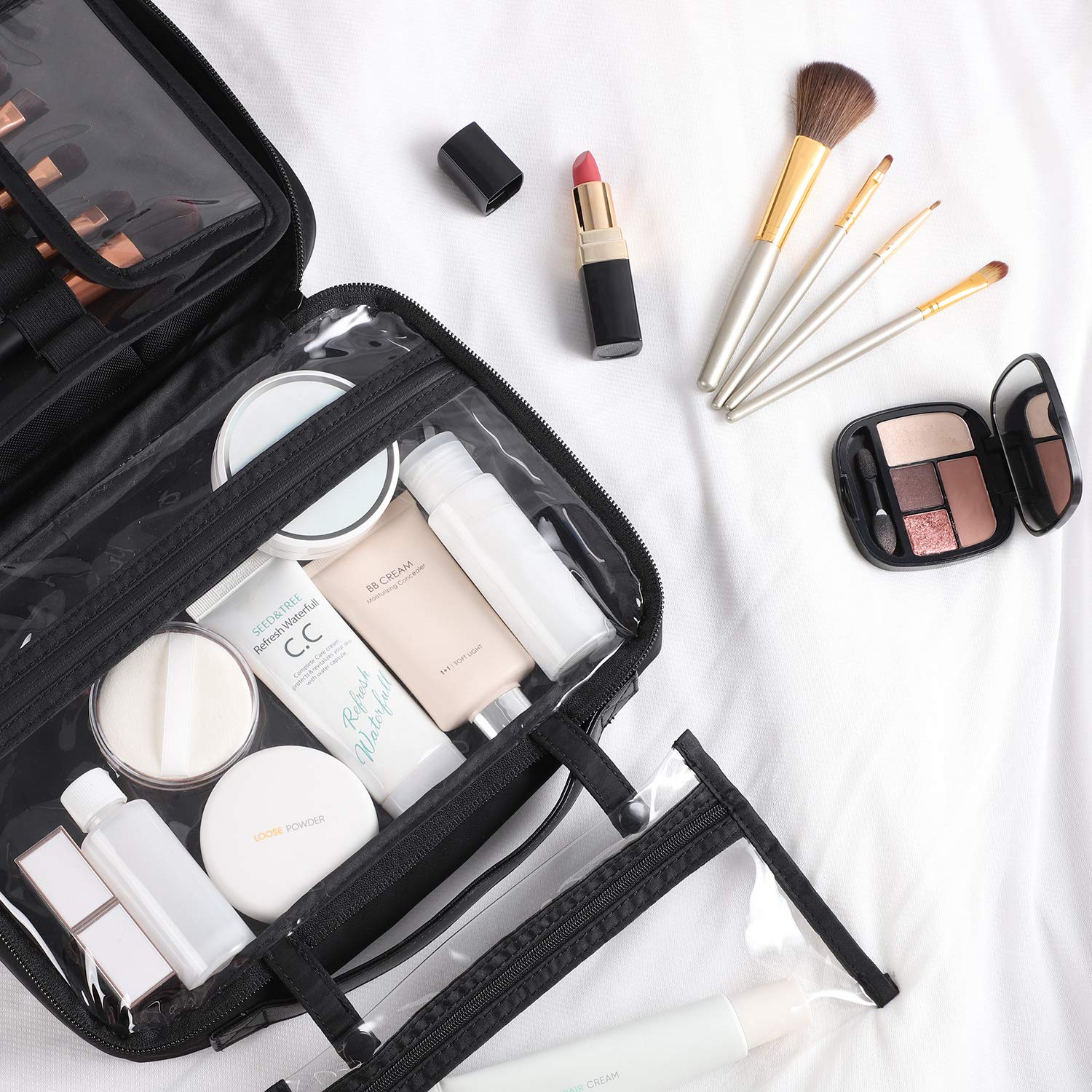Travel Toiletry Bag Large Waterproof Makeup Bag Bathroom with 4 Compar –  esfeel