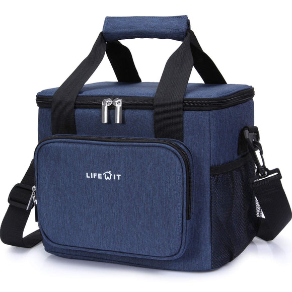 Large Lunch Bag Insulated Lunch Box Soft Cooler Cooling Tote for Adult Men Women, 24-Can (15L), Blue