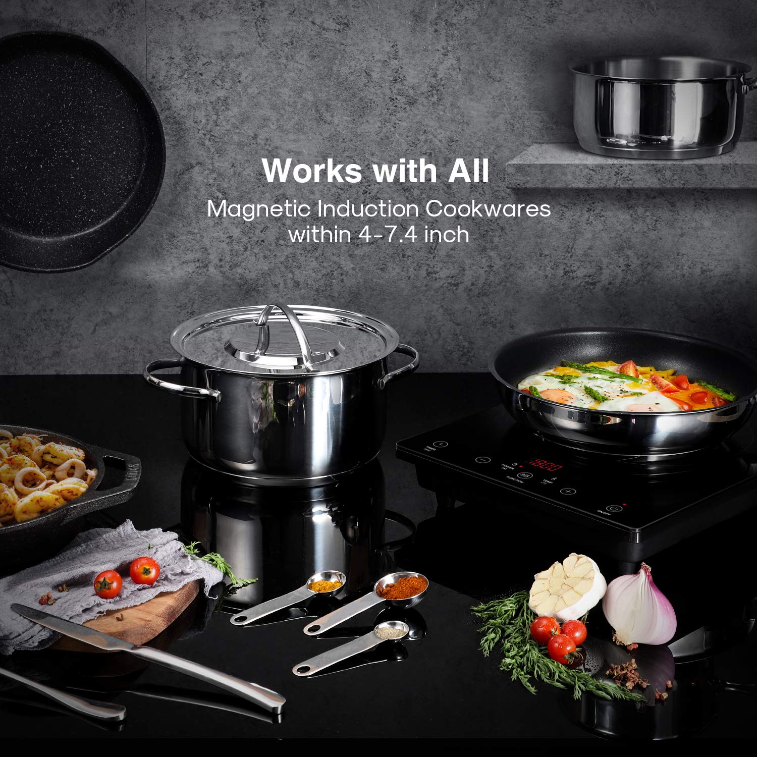 Portable Induction Burner, Sensor Touch Induction Cooker Cooktop