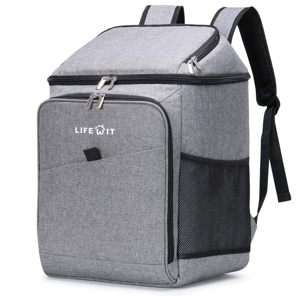 Insulated Soft Cooler Bag Cooler Backpack, 26L 34-Can Leakproof Soft-Sided Cooling Bag for Beach/Picnic/Camping/Sports, Collapsible Cooler Bag, Grey