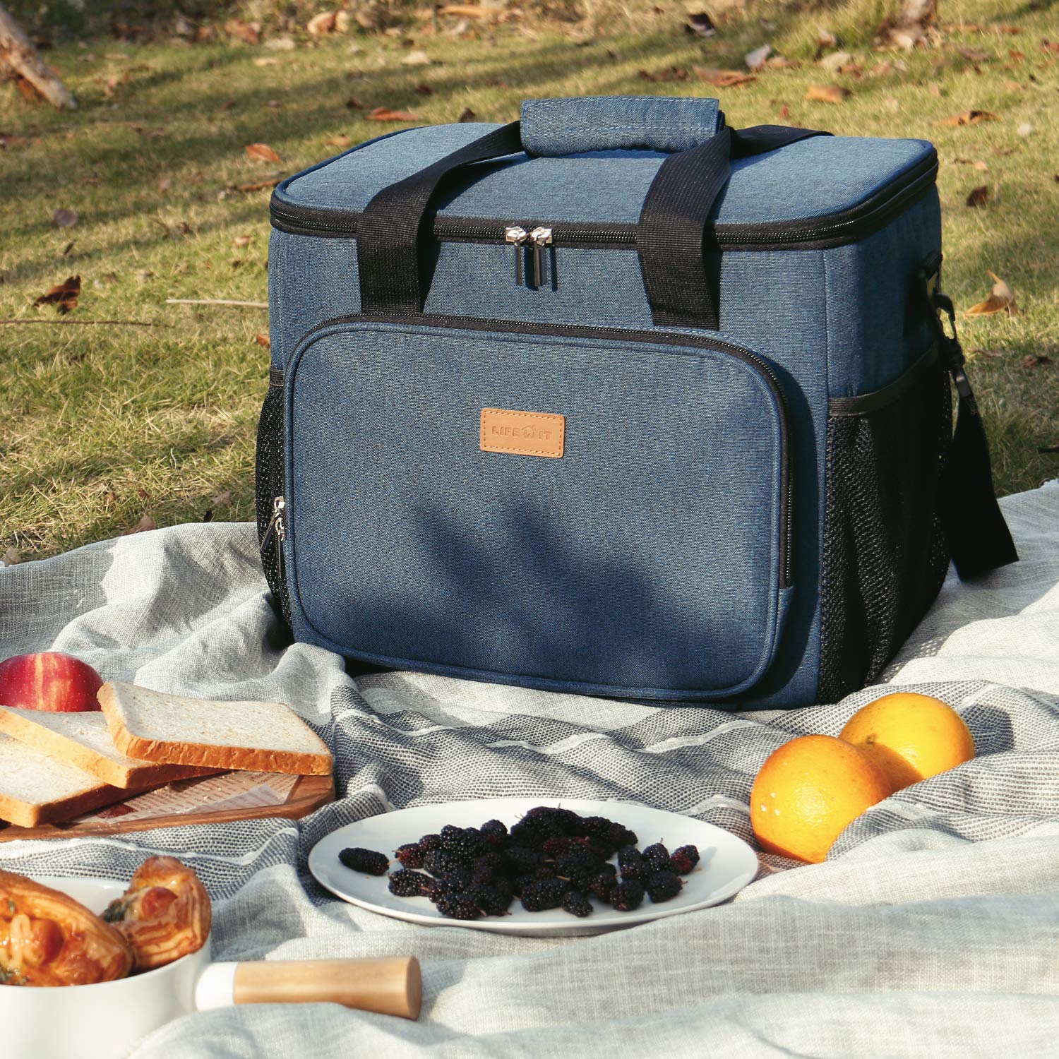 15l 24 Cans Insulated Picnic Lunch Bag Large Soft Cooler Bag For  Outdoor/camping/bbq/travel, Grey