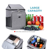 Insulated Soft Cooler Bag Cooler Backpack, 26L 34-Can Leakproof Soft-Sided Cooling Bag for Beach/Picnic/Camping/Sports, Collapsible Cooler Bag, Grey