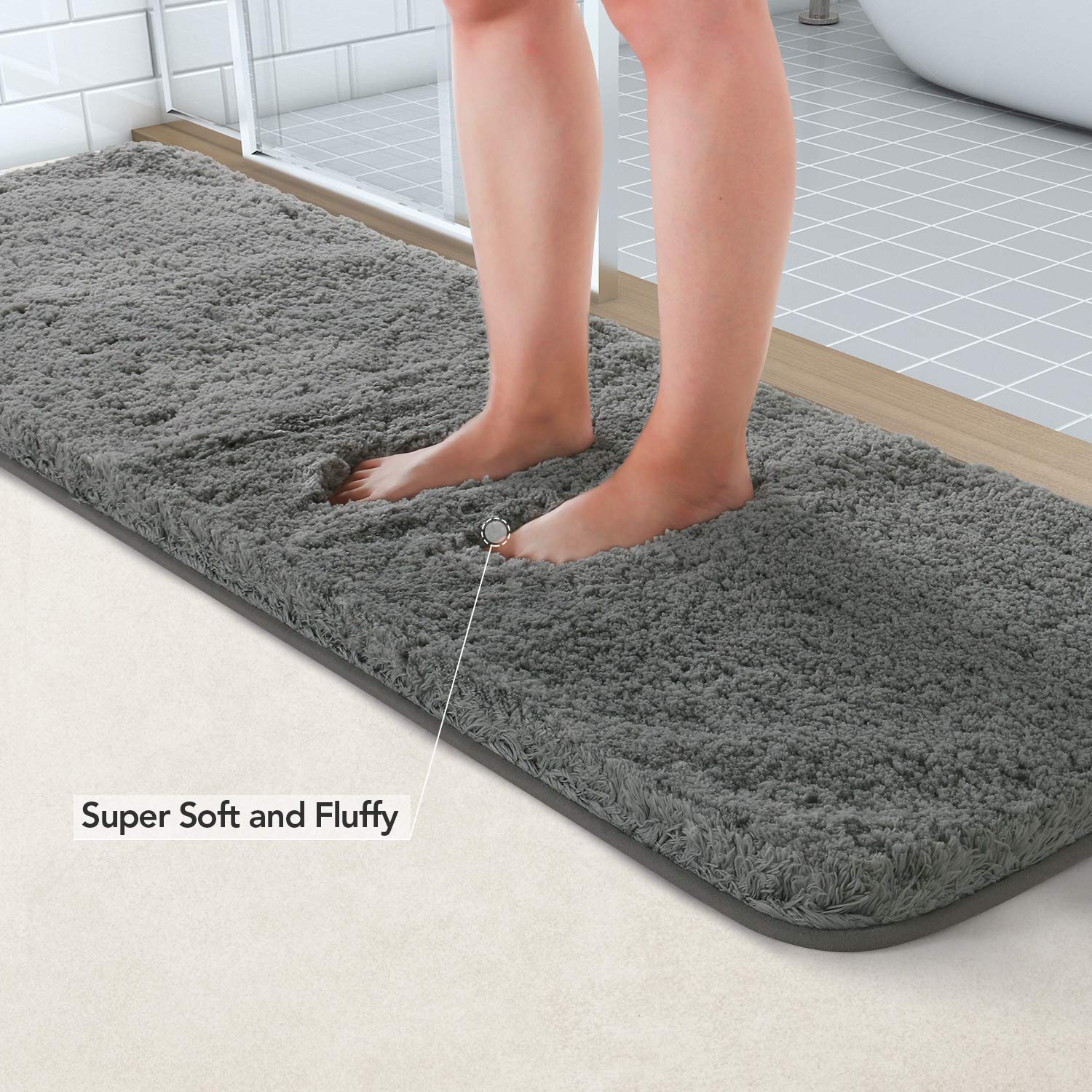 Non Slip Bath Mat Extra Large Shaggy Bathroom Rug Water Absorbent Toilet  Mats